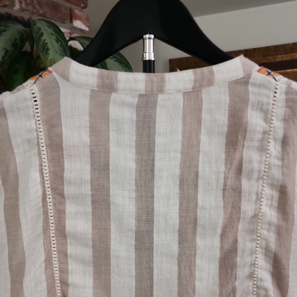 THML Embroidered Boho Cotton Top | Tassel Tie | Peasant Blouse - Picture 6 of 11
